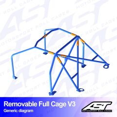 Roll Cage Mercedes-Benz 190 E (W201) 4 Kapılı Sedan Çıkarılabilir Full Kafes V3