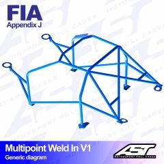 Roll Cage FORD Escort (Mk3/Mk4) 3-doors Coupe MULTIPOINT WELD IN V1