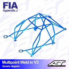 Roll Cage FORD Escort (Mk3/Mk4) 3-doors Coupe MULTIPOINT WELD IN V3