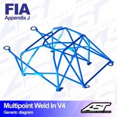 Roll Cage FORD Escort (Mk3/Mk4) 3-doors Coupe MULTIPOINT WELD IN V4