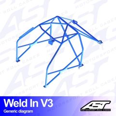 Roll Cage PEUGEOT 207 (Phase 1/2) 3-door Hatchback WELD IN V3