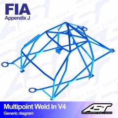 Roll Cage FORD Sierra (Mk1/Mk2/Mk3) 4-doors Sedan RWD/4x4 MULTIPOINT WELD IN V4