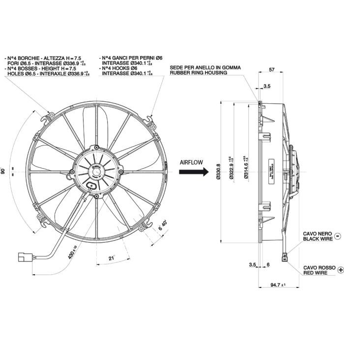 SPAL 12V Aksiyel Radyatör Soğutma Fanı 305mm