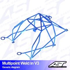 Roll Cage FORD Sierra (Mk1/Mk2/Mk3) 5-doors Sedan RWD MULTIPOINT WELD IN V3