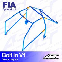 Roll Cage TOYOTA Yaris (XP10) 3-door Hatchback BOLT IN V1