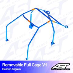 Roll Cage Ford Fiesta (Mk3) (GFJ) 3 Kapılı Hatchback Çıkarılabilir Full Kafes V1