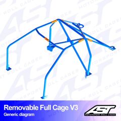 Roll Cage Ford Fiesta (Mk3) (GFJ) 3 Kapılı Hatchback Çıkarılabilir Full Kafes V3