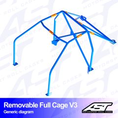 Roll Cage TOYOTA MR-2 (W30) 2-doors Roadster REMOVABLE FULL CAGE V3