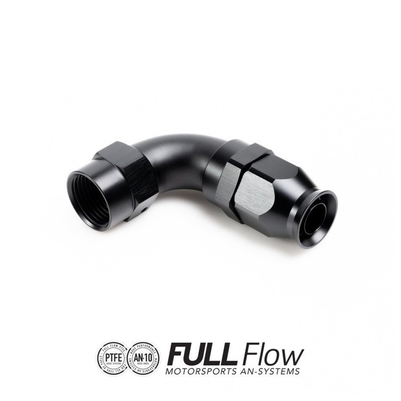 FULL FLOW PTFE HOSE END FITTING 90 DEGREE